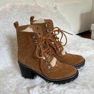 Marc Fisher Brown Ankle Boots with Chunky Heel